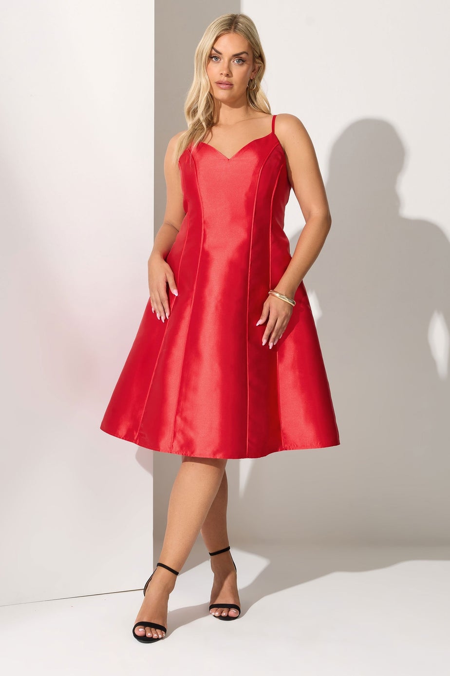 Yours London Curve Red Satin Twill Corset Dress