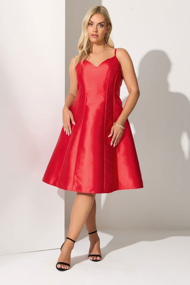 Yours London Curve Red Satin Twill Corset Dress