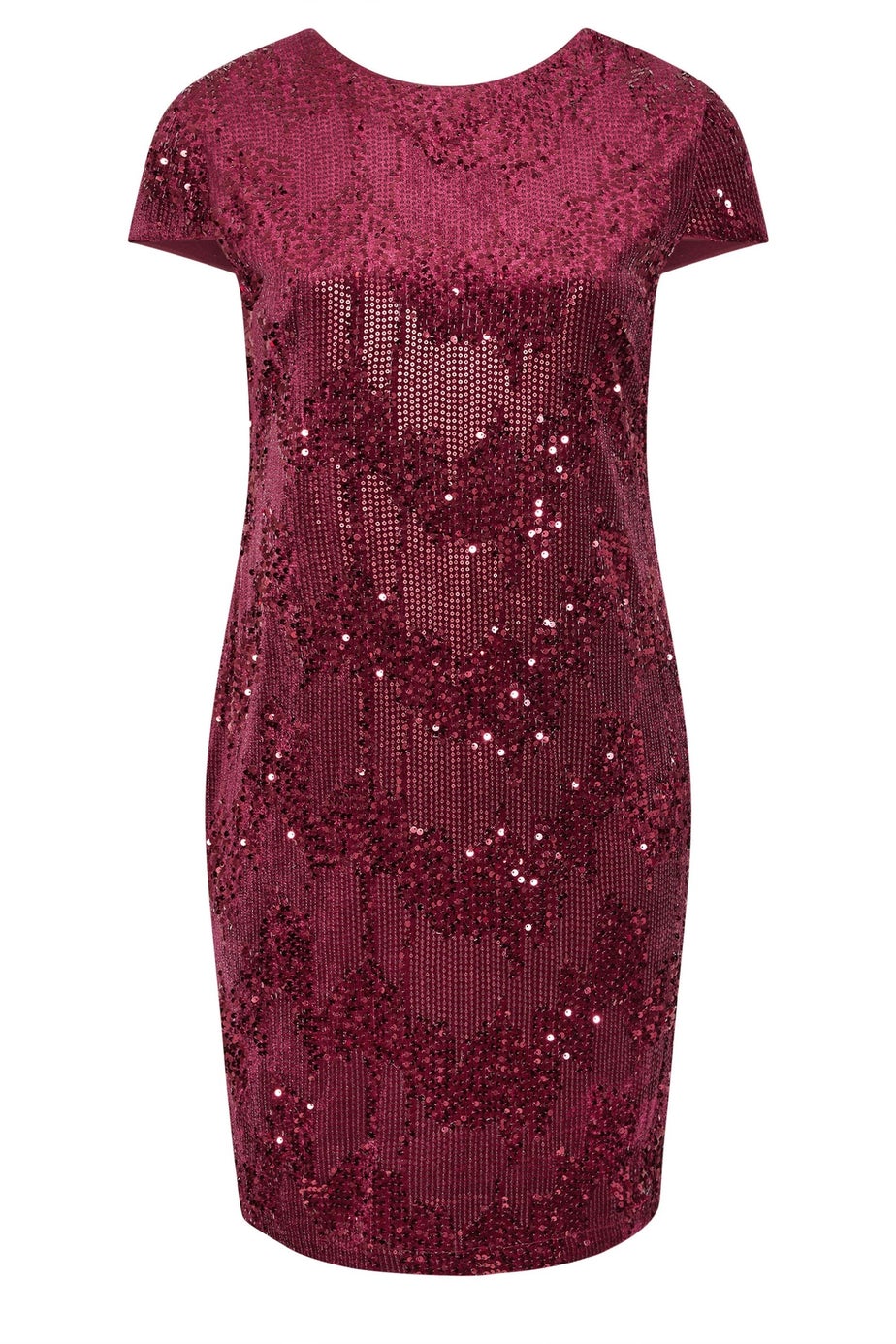Yours London Curve Wine Red Velvet Sequin Shift Dress