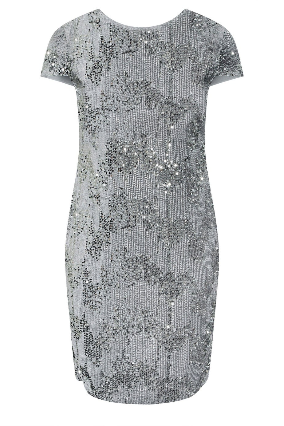 Yours London Curve Grey Velvet Sequin Shift Dress