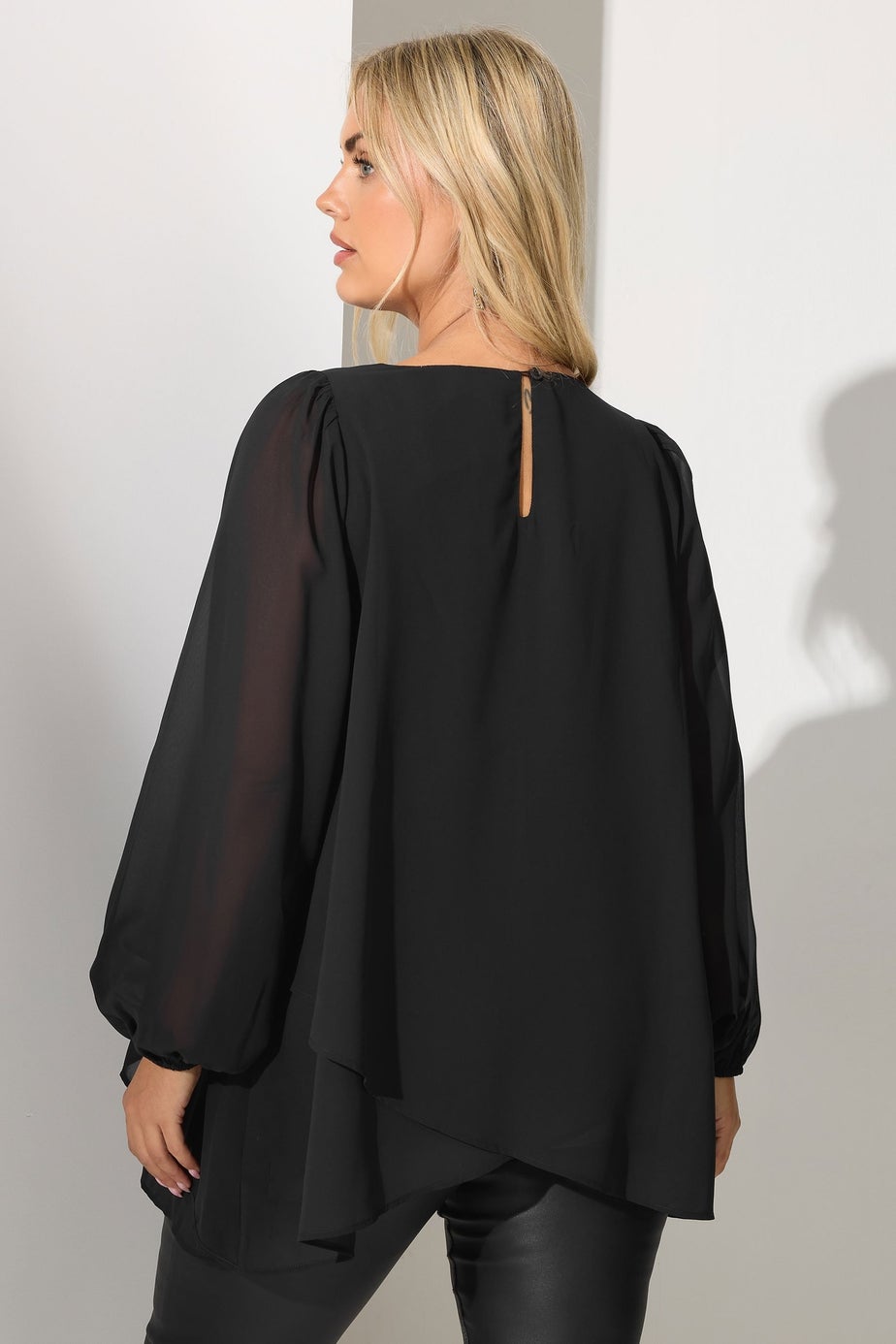 Yours London Black Layered V-Neck Blouse