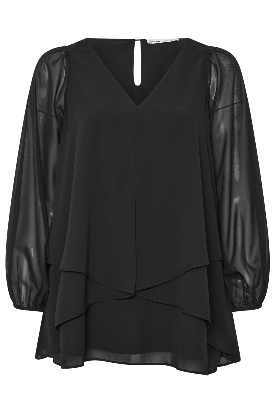 Yours London Black Layered V-Neck Blouse