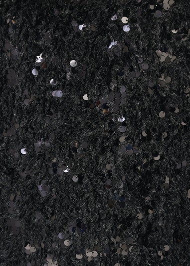 Yours London Curve Black Textured Sequin Slip Dress