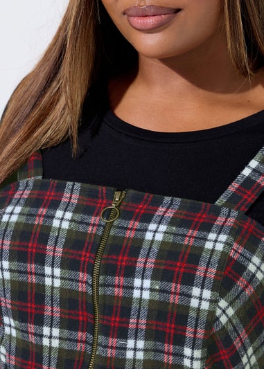 Yours Limited Burgundy Red Check Pinafore Dress