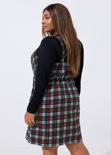 Yours Limited Burgundy Red Check Pinafore Dress