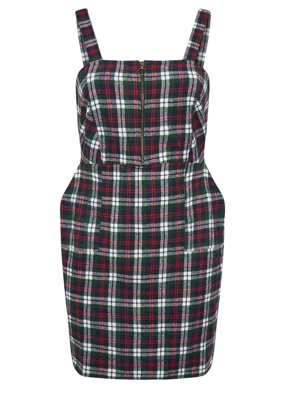 Yours Limited Burgundy Red Check Pinafore Dress