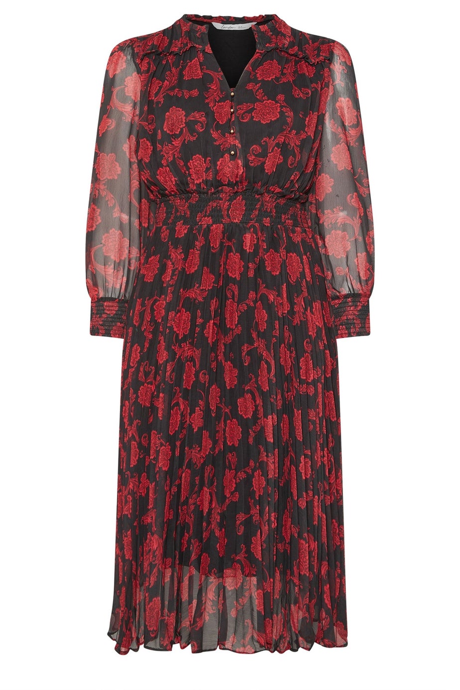 Yours London Black Floral Pleated Shirt Dress