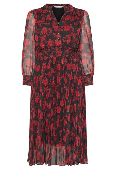 Yours London Black Floral Pleated Shirt Dress