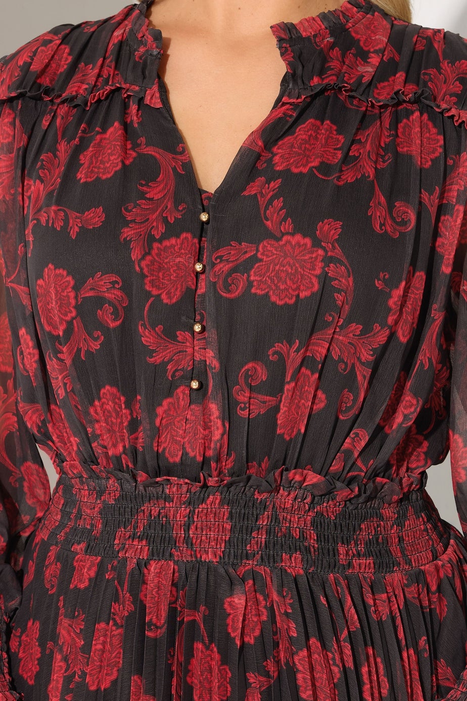 Yours London Black Floral Pleated Shirt Dress