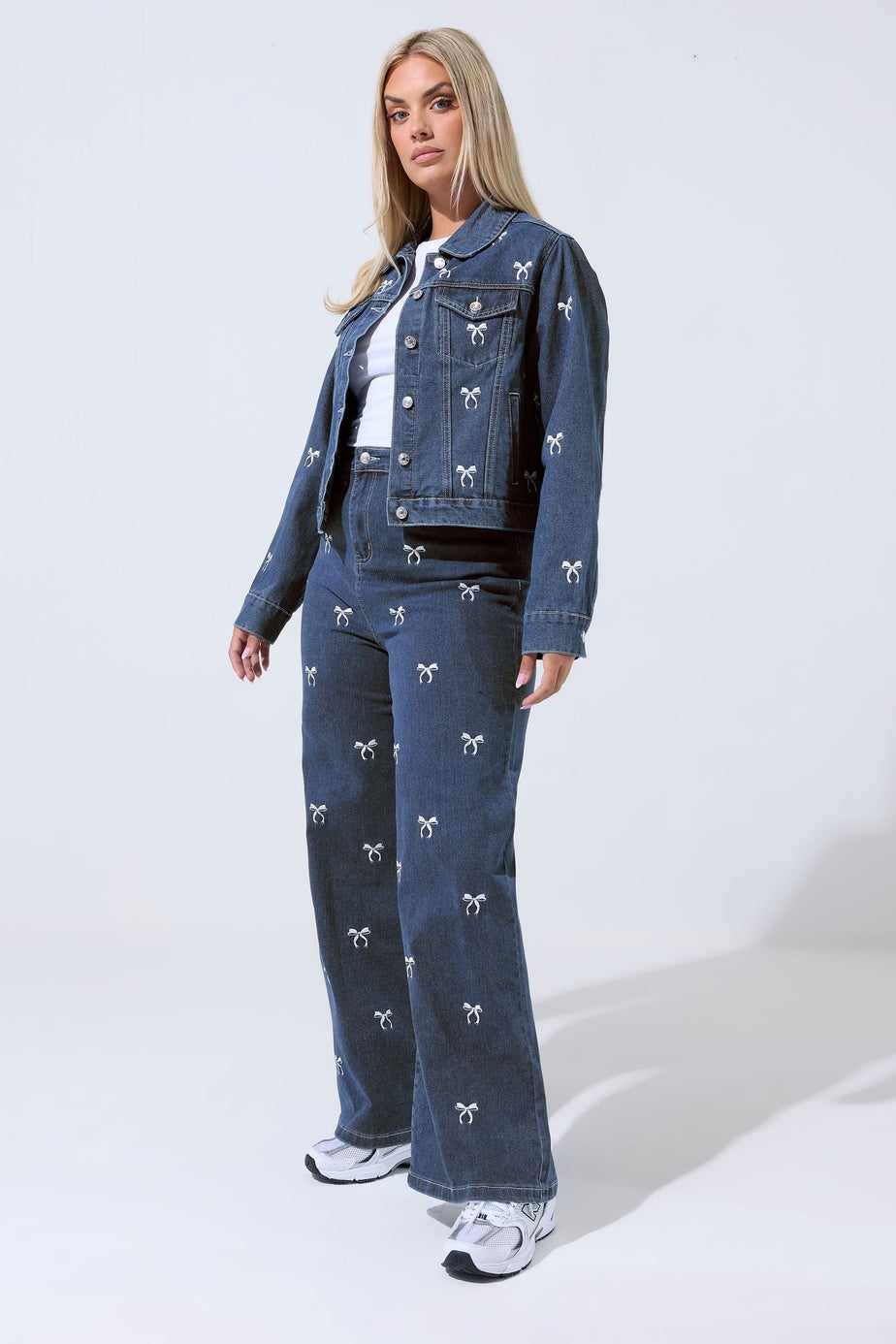 Yours Limited Curve Indigo Blue Bow Embroidered Denim Jacket