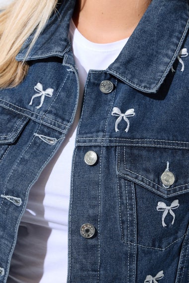 Yours Limited Curve Indigo Blue Bow Embroidered Denim Jacket
