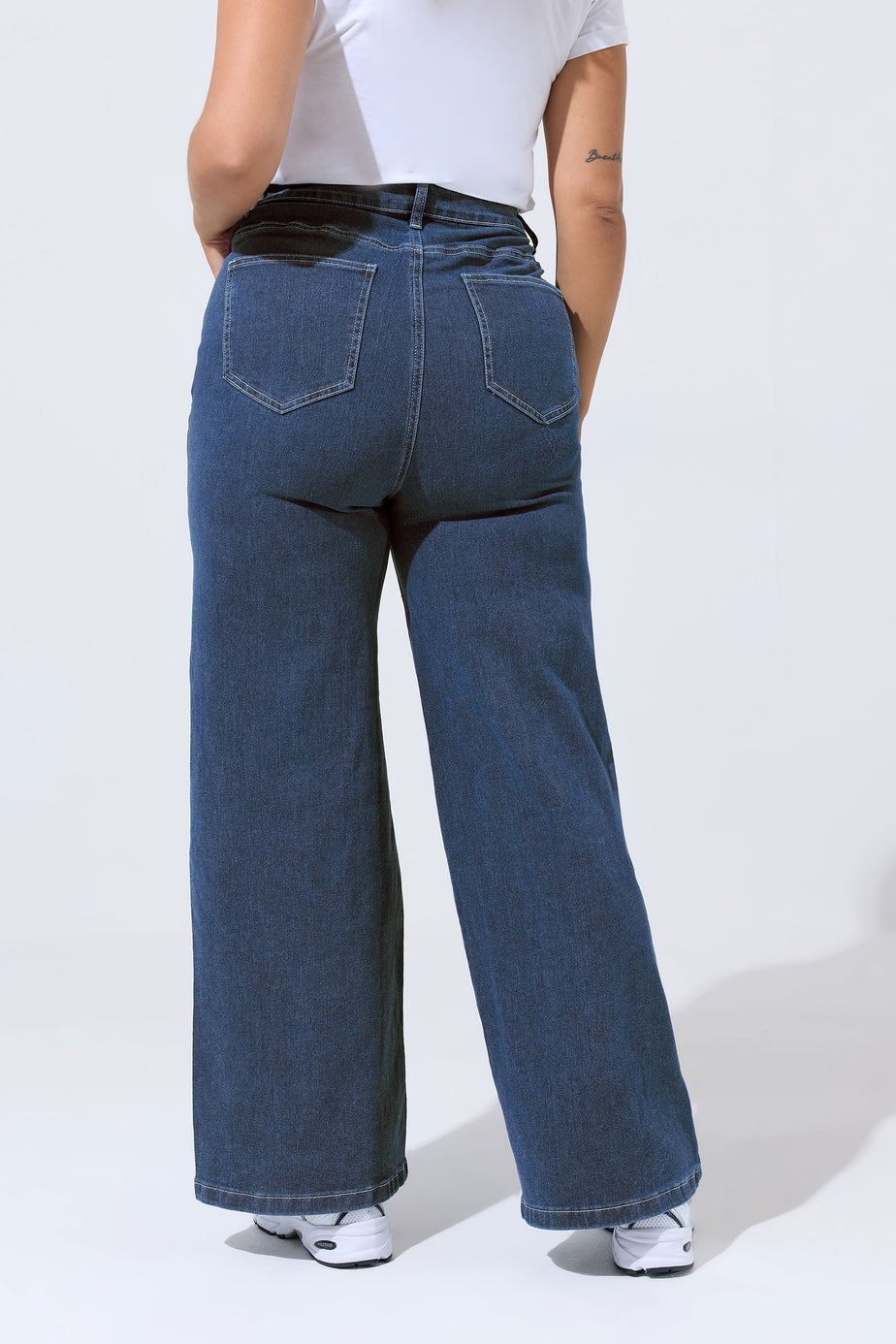 Yours Limited Curve Blue Bow Embroidered Wide Leg Jeans