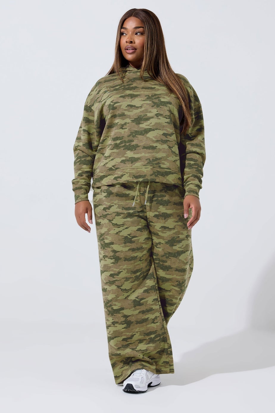 Yours Limited Curve Khaki Green Camo Wide Leg Joggers