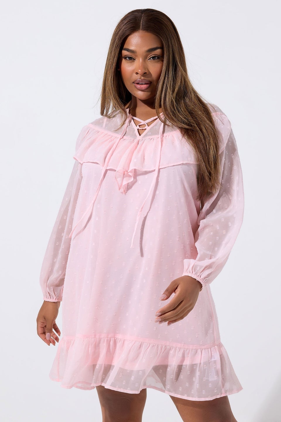 Yours Limited Pink Dobby Smock Dress