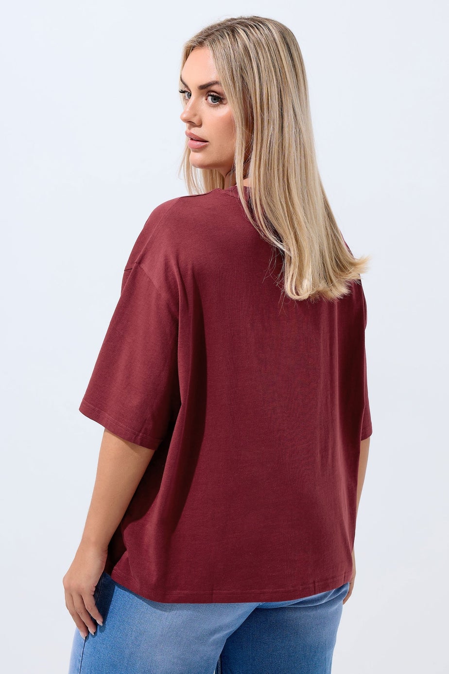 Yours Curve Burgundy Red 'Girl Dinner' Slogan T-Shirt