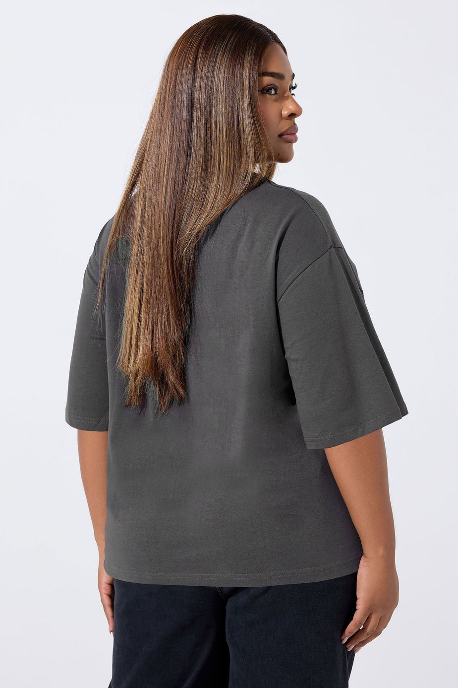 Yours Limited Grey 'Believe' Butterfly Graphic Oversized T-Shirt