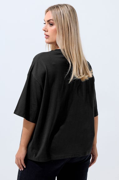 Yours Limited Black 'Fortune Favours Me' Slogan T-Shirt