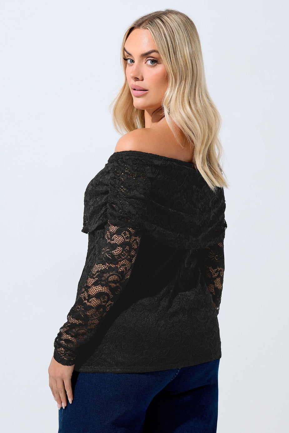 Yours Limited Black Lace Bardot Top