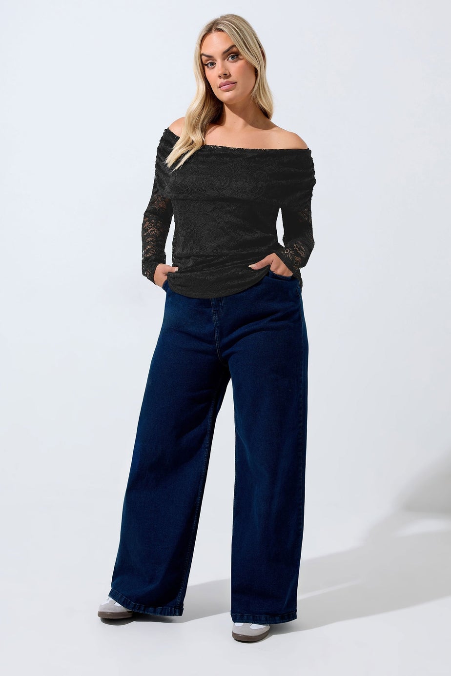 Yours Limited Black Lace Bardot Top