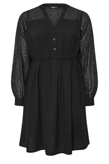 Yours Black Sequin Notch Neck Mini Dress