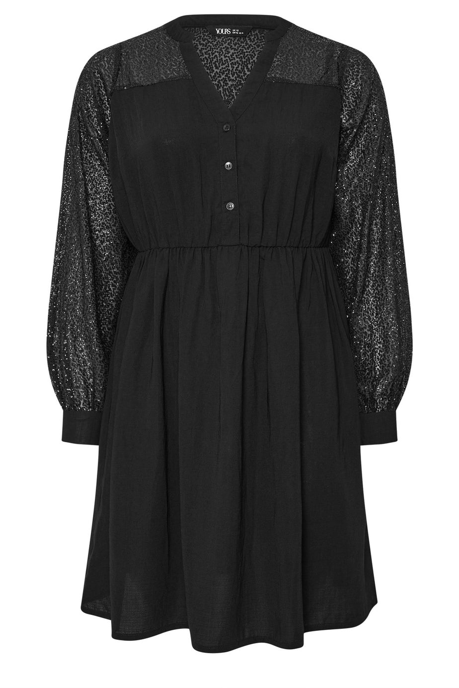 Yours Black Sequin Notch Neck Mini Dress