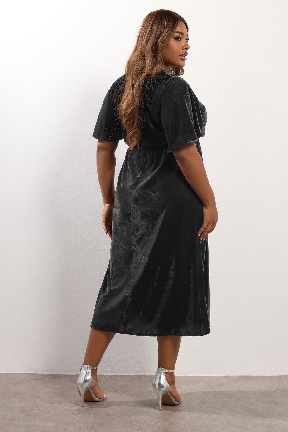 Yours Black Velvet Bow Detail Maxi Dress