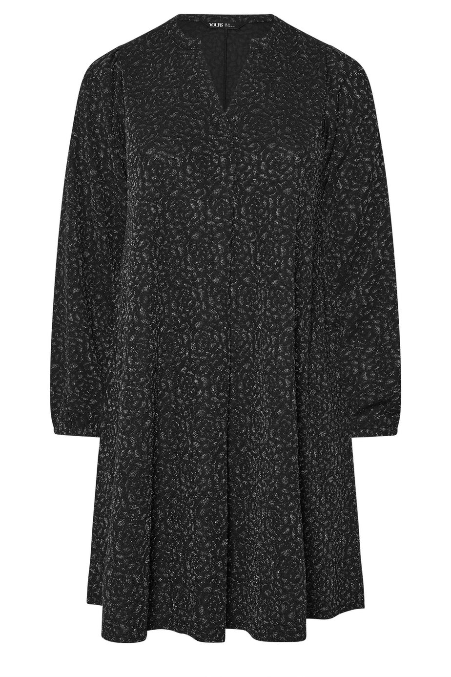 Yours Curve Black Metallic Pleated Mini Dress