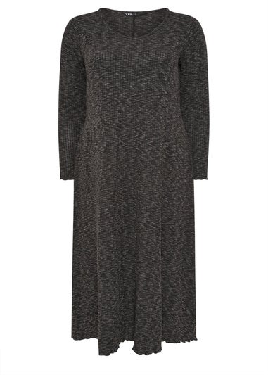 Yours Curve Grey Marl Ribbed Maxi Dress