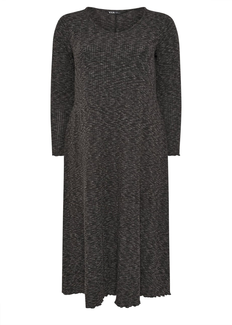 Yours Curve Grey Marl Ribbed Maxi Dress