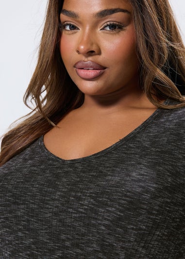 Yours Curve Grey Marl Ribbed Maxi Dress