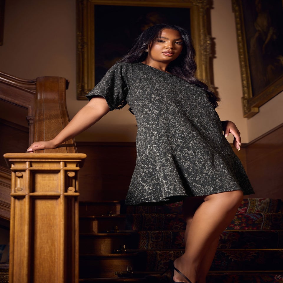 Yours Grey Jacquard Cut Out T-Shirt Dress