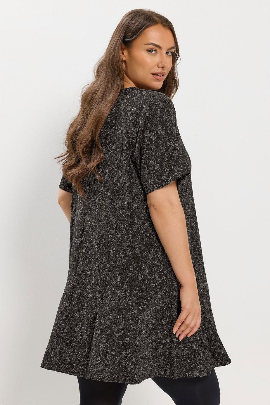 Yours Grey Jacquard Cut Out T-Shirt Dress