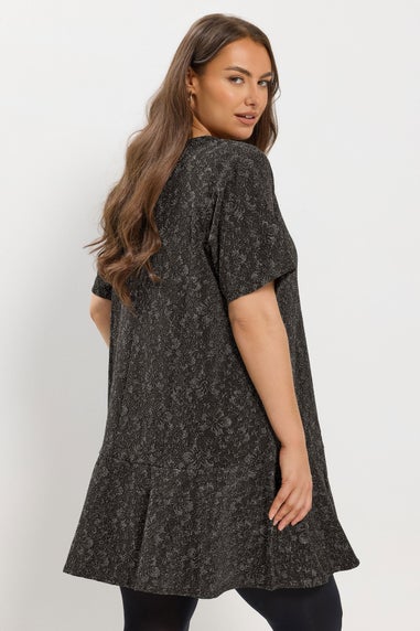 Yours Grey Jacquard Cut Out T-Shirt Dress