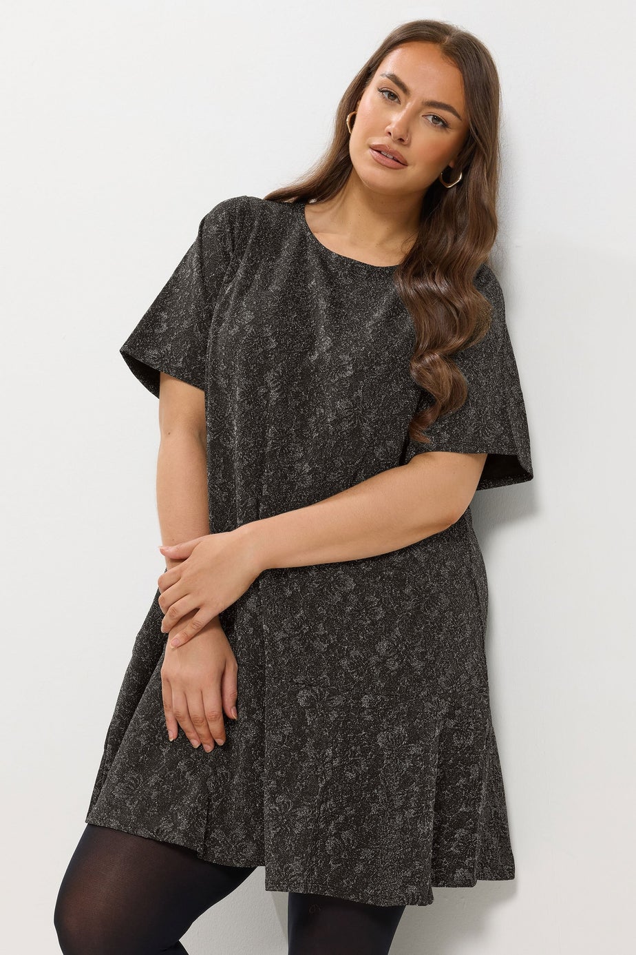 Yours Grey Jacquard Cut Out T-Shirt Dress