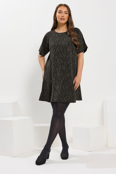 Yours Grey Jacquard Cut Out T-Shirt Dress
