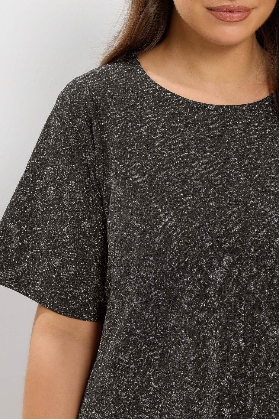 Yours Grey Jacquard Cut Out T-Shirt Dress