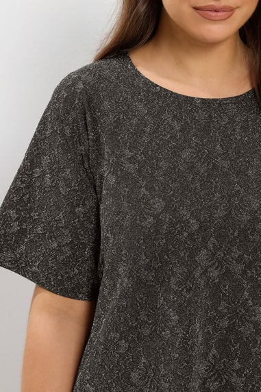 Yours Grey Jacquard Cut Out T-Shirt Dress