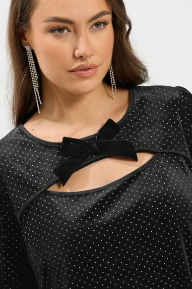 Yours Black Glitter Dot Mini Dress