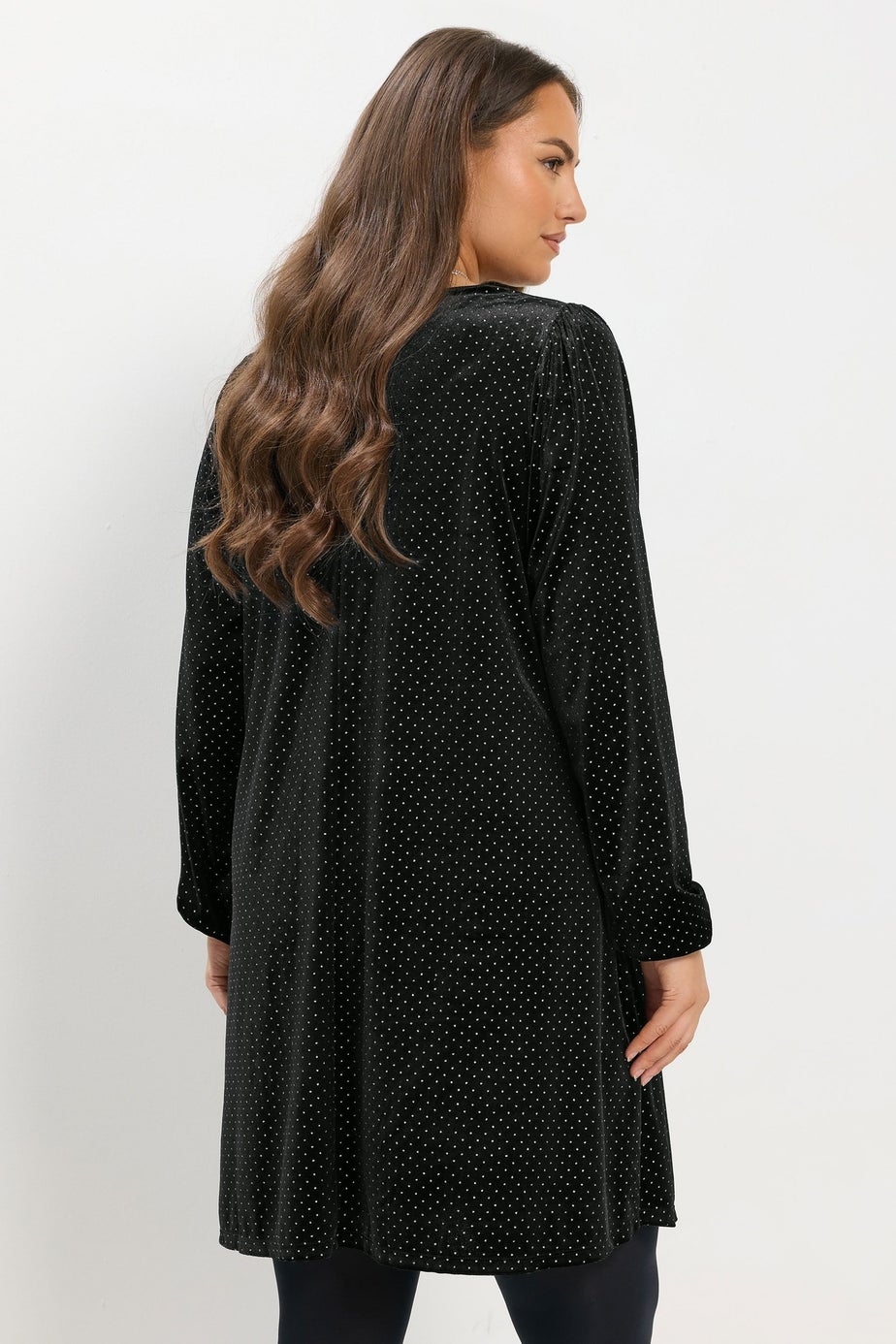 Yours Black Glitter Dot Mini Dress