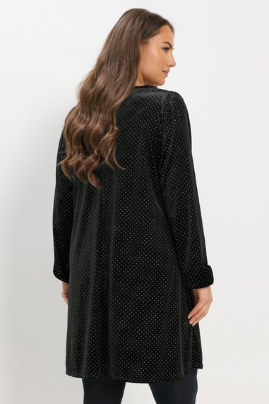 Yours Black Glitter Dot Mini Dress