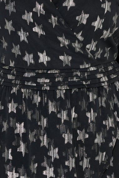 Yours Black Metallic Star Mini Dress