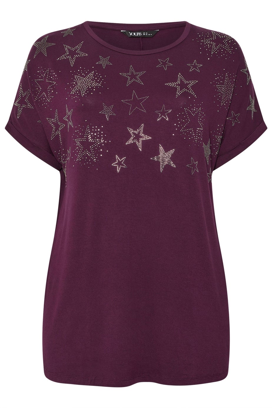 Yours Curve Purple Star Stud Embellished T-Shirt