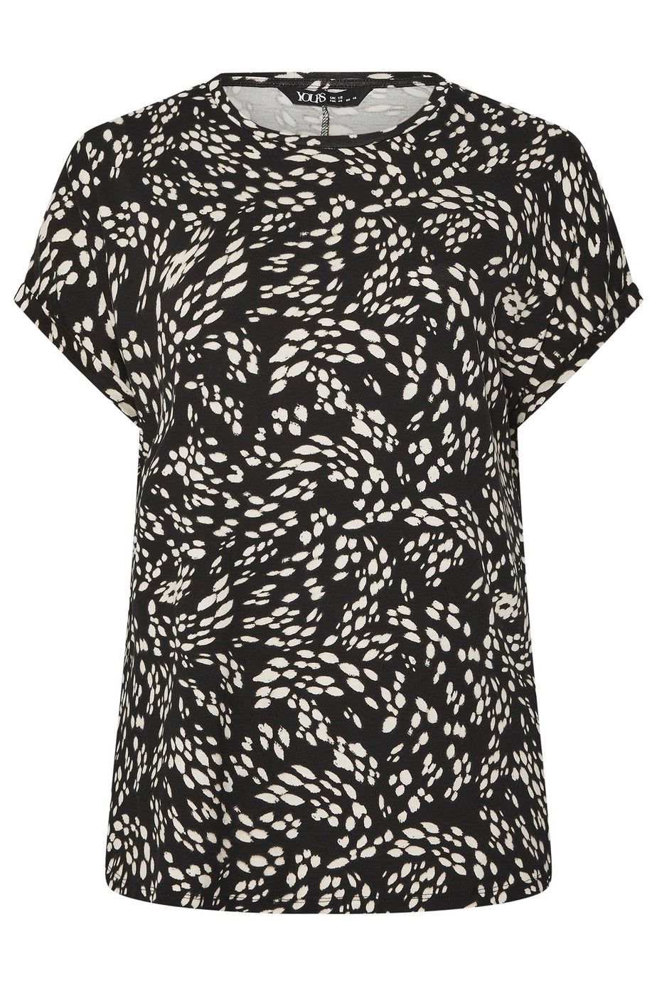 Yours Curve Black Deer Print Grown On Sleeve T-Shirt