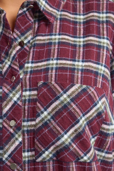 Yours Burgundy Red Check Boyfriend Shirt