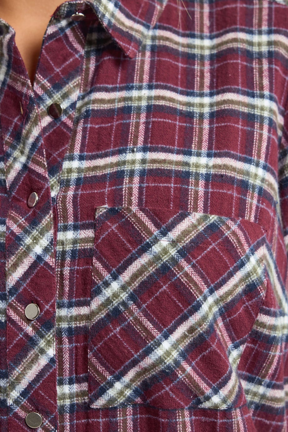 Yours Burgundy Red Check Boyfriend Shirt