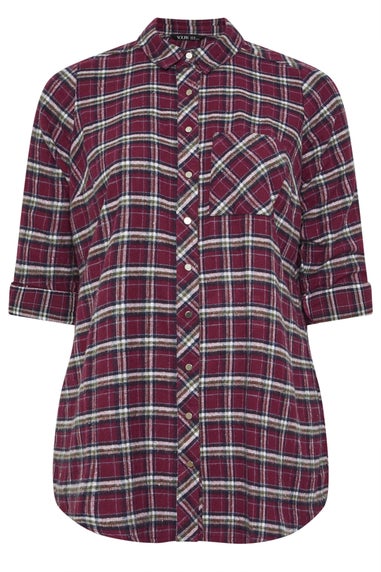 Yours Burgundy Red Check Boyfriend Shirt