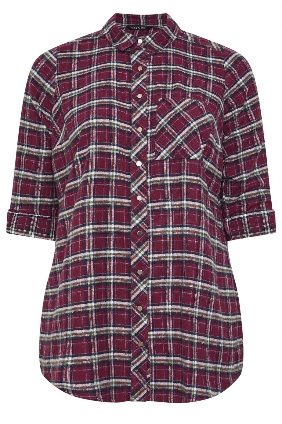 Yours Burgundy Red Check Boyfriend Shirt