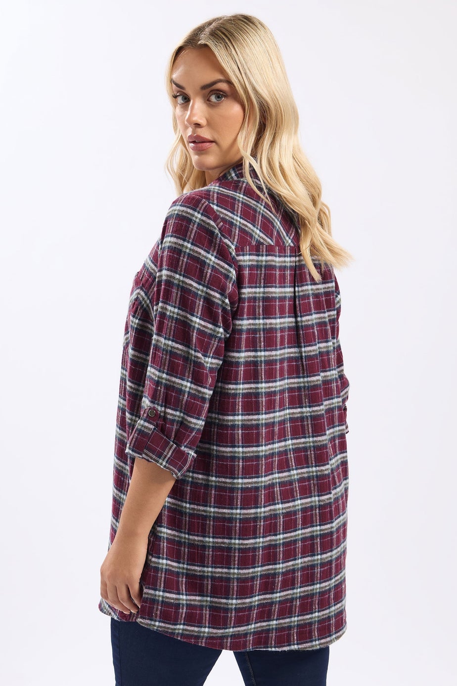 Yours Burgundy Red Check Boyfriend Shirt