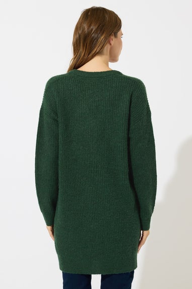 M&Co Green V-Neck Tunic Jumper