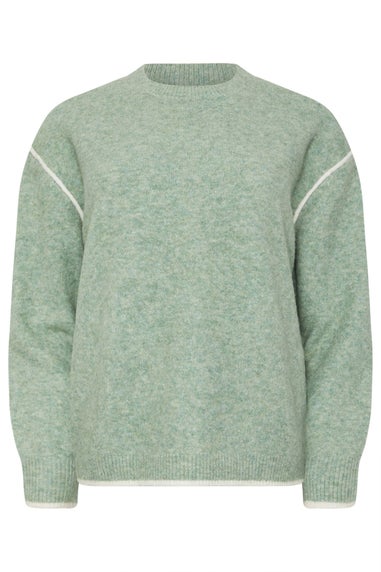 M&Co Sage Green Piped Knitted Jumper